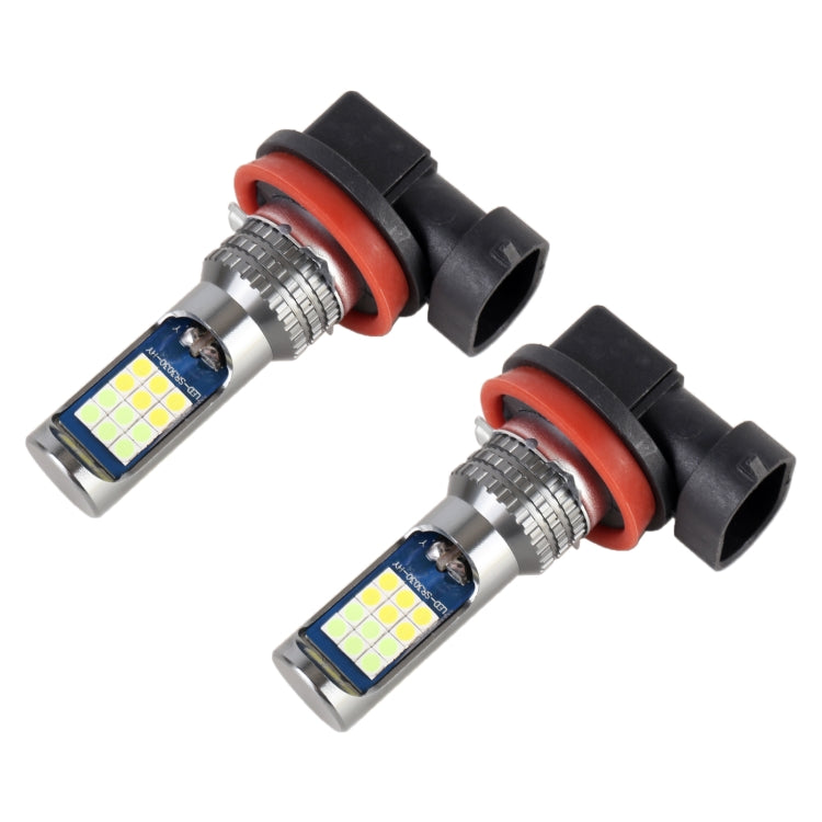 H11 / H8 2 PCS DC12-24V / 8.6W Car Double Colors Fog Lights with 24LEDs SMD-3030 & Constant Current, Bag Packaging(White Light + Ice Blue Light) - In Car by buy2fix | Online Shopping UK | buy2fix