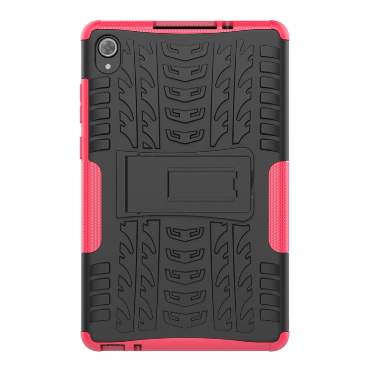 For Lenovo Tab M8 (2020) TB-8705F 8.0 inch Tire Texture Shockproof TPU+PC Protective Case with Holder(Pink) - Mobile Accessories by buy2fix | Online Shopping UK | buy2fix