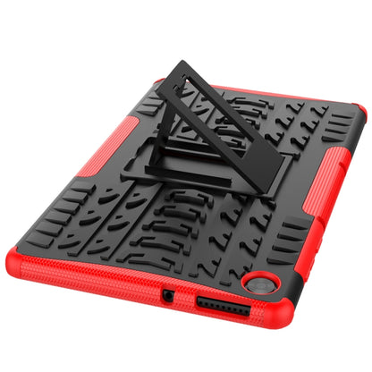 For Lenovo Tab M10 HD Gen 2 (TB-X306F) Tire Texture TPU+PC Shockproof Case with Holder(Red) - For Lenovo by buy2fix | Online Shopping UK | buy2fix