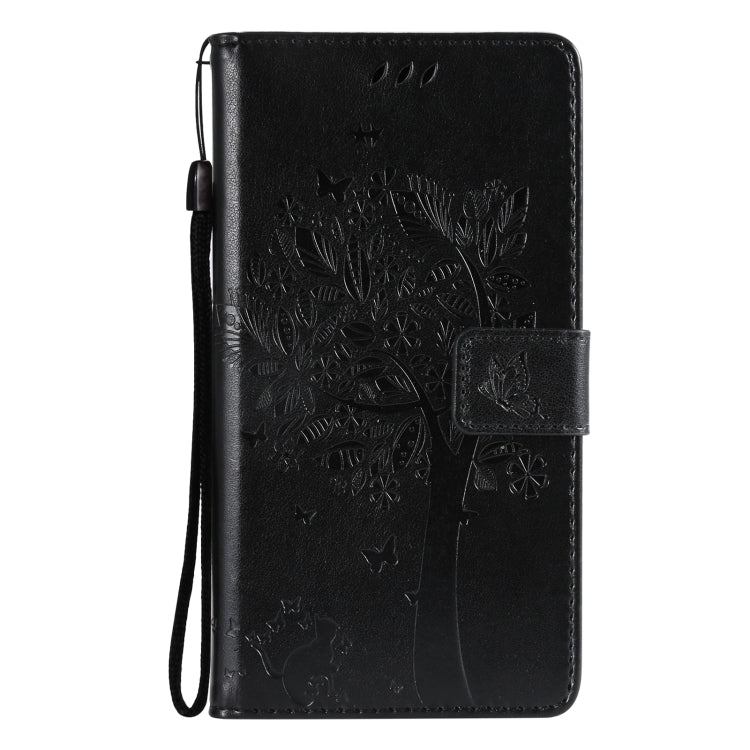 For Samsung Galaxy A32 5G Tree & Cat Pattern Pressed Printing Horizontal Flip PU Leather Case with Holder & Card Slots & Wallet & Lanyard(Black) - Galaxy Phone Cases by imak | Online Shopping UK | buy2fix