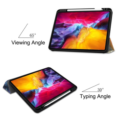 For iPad Pro 11 2022 / 2021 Colored Drawing Horizontal Flip TPU + PU Leather Tablet Case with Three-folding Holder & Sleep / Wake-up Function & Pen Slot(Starry Sky) - Apple Accessories by buy2fix | Online Shopping UK | buy2fix