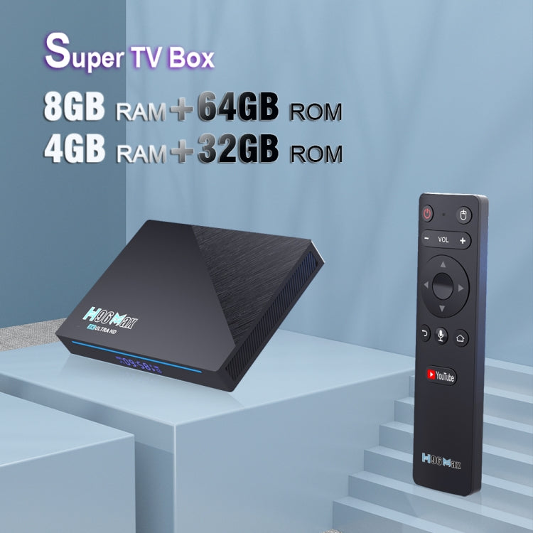 H96 Max 8K Smart TV BOX Android 11.0 Media Player wtih Remote Control, Quad Core RK3566, RAM: 4GB, ROM: 32GB, Dual Frequency 2.4GHz WiFi / 5G, Plug Type:AU Plug - Consumer Electronics by buy2fix | Online Shopping UK | buy2fix