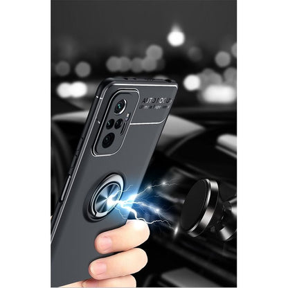 For Xiaomi Redmi Note 10 Pro Metal Ring Holder 360 Degree Rotating TPU Case(Black+Black) - Xiaomi Accessories by buy2fix | Online Shopping UK | buy2fix