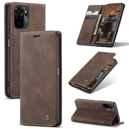 For Xiaomi Redmi Note 10 4G / Note 10s CaseMe 013 Multifunctional Horizontal Flip Leather Case with Holder & Card Slot & Wallet(Coffee) - Xiaomi Accessories by CaseMe | Online Shopping UK | buy2fix