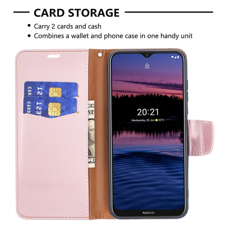 For Nokia G20 / G10 Litchi Texture Pure Color Horizontal Flip Leather Case with Holder & Card Slots & Wallet & Lanyard(Rose Gold) - Mobile Accessories by buy2fix | Online Shopping UK | buy2fix