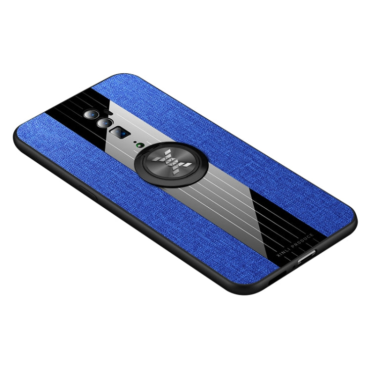 For OPPO Reno 10x Zoom XINLI Stitching Cloth Textue Shockproof TPU Protective Case with Ring Holder(Blue) - OPPO Cases by XINLI | Online Shopping UK | buy2fix