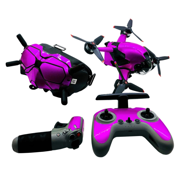 FPV-TZ-SF 4 in 1 Waterproof Anti-Scratch Decal Skin Wrap Stickers Personalized Film Kits for DJI FPV Drone & Goggles V2 & Remote Control & Rocker(Fluorescent Purple) - DJI & GoPro Accessories by buy2fix | Online Shopping UK | buy2fix