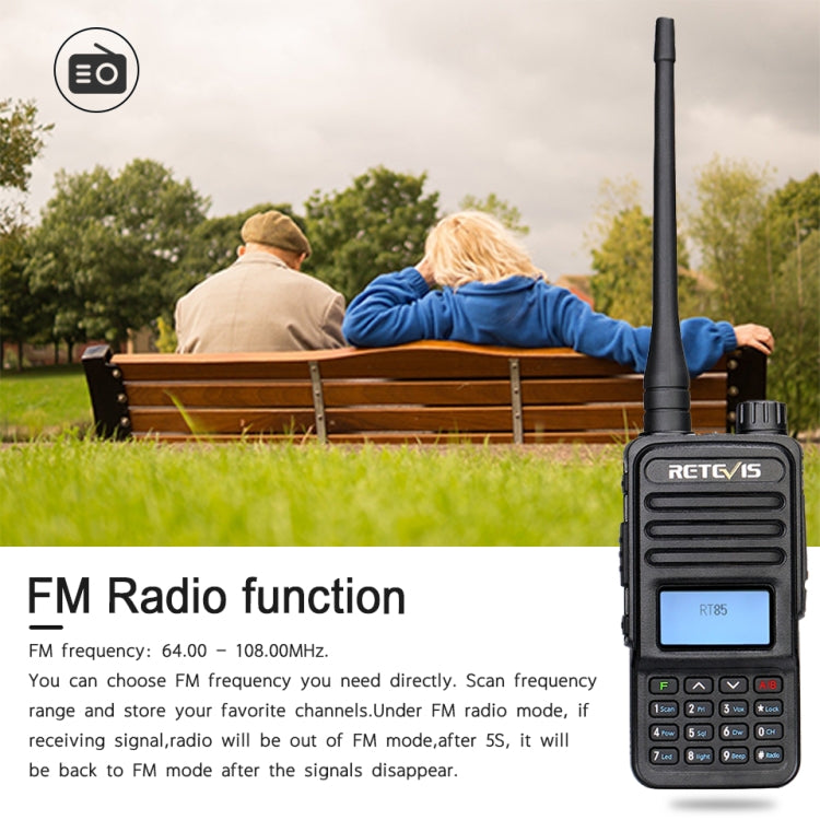 RETEVIS RT85 EU Frequency 136.000-174.000MHz+400.000-470.000MHz 200CHS Dual Band Digital Two Way Radio Handheld Walkie Talkie(Black) - Handheld Walkie Talkie by RETEVIS | Online Shopping UK | buy2fix