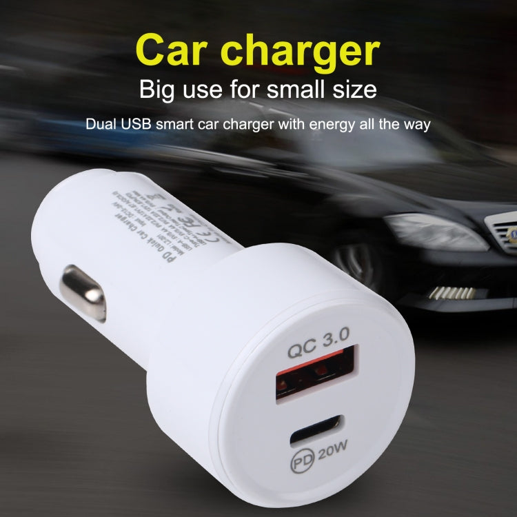 LZ-201 PD 20W USB-C / Type-C + QC 3.0 USB Mini Fast Car Charger(White) - Car Charger by buy2fix | Online Shopping UK | buy2fix