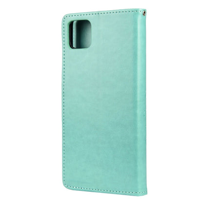 For Samsung Galaxy A22 5G Butterfly Flower Pattern Horizontal Flip Leather Case with Holder & Card Slots & Wallet(Green) - Samsung Accessories by buy2fix | Online Shopping UK | buy2fix