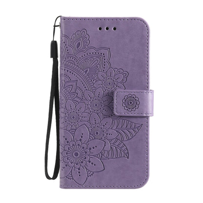 For OPPO Reno 6 Pro 5G 7-petal Flowers Embossing Pattern Horizontal Flip PU Leather Case with Holder & Card Slots & Wallet & Photo Frame(Light Purple) - OPPO Cases by buy2fix | Online Shopping UK | buy2fix