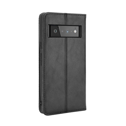 For Google Pixel 6 Pro Magnetic Buckle Retro Crazy Horse Texture Horizontal Flip Leather Case with Holder & Card Slots & Photo Frame(Black) - Google Cases by buy2fix | Online Shopping UK | buy2fix