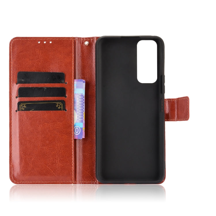 For vivo Y72 5G / iQOO Z3 Crazy Horse Texture Horizontal Flip Leather Case with Holder & Card Slots & Lanyard(Brown) - OPPO Cases by buy2fix | Online Shopping UK | buy2fix