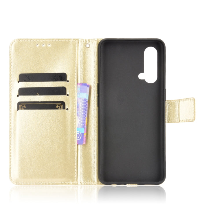 For OnePlus Nord CE 5G Crazy Horse Texture Horizontal Flip Leather Case with Holder & Card Slots & Lanyard(Gold) - OnePlus Cases by buy2fix | Online Shopping UK | buy2fix