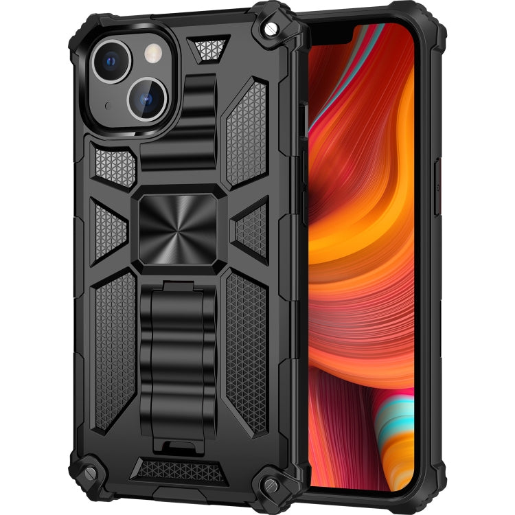 For iPhone 13 Armor Shockproof TPU + PC Magnetic Protective Case with Holder(Black) - iPhone 13 Cases by buy2fix | Online Shopping UK | buy2fix