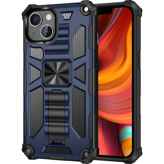 For iPhone 13 Pro Max Armor Shockproof TPU + PC Magnetic Protective Case with Holder (Blue) - iPhone 13 Pro Max Cases by buy2fix | Online Shopping UK | buy2fix