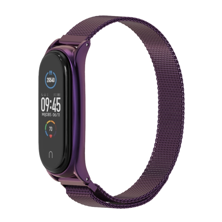 For Xiaomi Mi Band 6 / 5 / 4 / 3 Mijobs Milan Magnetic Plus Stainless Steel Watch Band(Purple) - Watch Bands by MIJOBS | Online Shopping UK | buy2fix