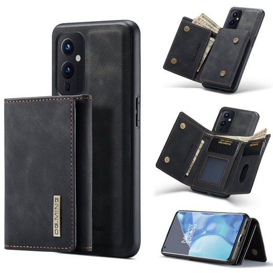 For OnePlus 9 (EU/NA) DG.MING M1 Series 3-Fold Multi Card Wallet  Back Cover Shockproof Case with Holder Function(Black) -  by DG.MING | Online Shopping UK | buy2fix