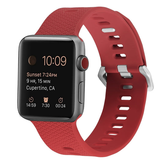 Silicone Watch Band For Apple Watch Series 9&8&7 41mm / SE 3&SE 2&6&SE&5&4 40mm / 3&2&1 38mm(Red) - Watch Bands by buy2fix | Online Shopping UK | buy2fix