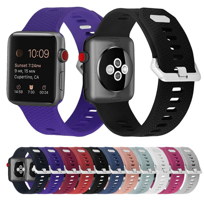 Silicone Watch Band For Apple Watch Series 9&8&7 41mm / SE 3&SE 2&6&SE&5&4 40mm / 3&2&1 38mm(Midnight Blue) - Watch Bands by buy2fix | Online Shopping UK | buy2fix