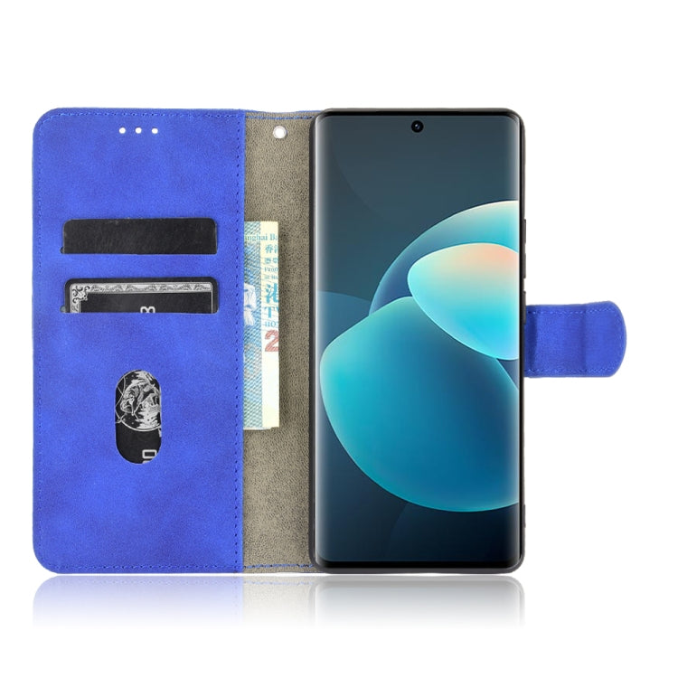 For vivo X60 Pro / X60 5G Solid Color Skin Feel Magnetic Buckle Horizontal Flip Calf Texture PU Leather Case with Holder & Card Slots & Wallet(Blue) - vivo Cases by buy2fix | Online Shopping UK | buy2fix