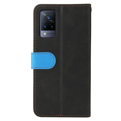 For vivo V21 4G / 5G Business Stitching-Color Horizontal Flip PU Leather Case with Holder & Card Slots & Photo Frame(Blue) - vivo Cases by buy2fix | Online Shopping UK | buy2fix