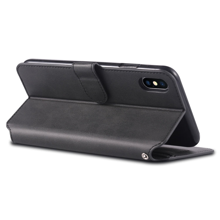 For iPhone X / XS AZNS Calf Texture Magnetic Horizontal Flip PU Leather Case with Holder & Card Slots & Photo Frame(Black) - More iPhone Cases by AZNS | Online Shopping UK | buy2fix