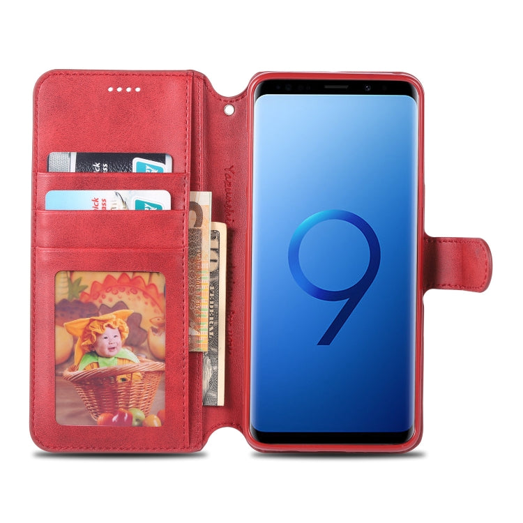 For Galaxy S9 AZNS Calf Texture Magnetic Horizontal Flip PU Leather Case with Holder & Card Slots & Photo Frame(Red) - Galaxy Phone Cases by AZNS | Online Shopping UK | buy2fix