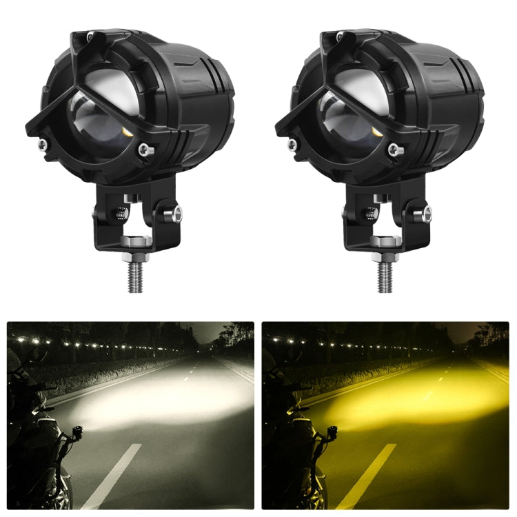 G0025 M3 9-30V 90W 6000K/3000K 9000LM 6 ZES-3575 LEDs White Light+Yellow Light Motorcycle Large Lens Spotlight - In Car by buy2fix | Online Shopping UK | buy2fix