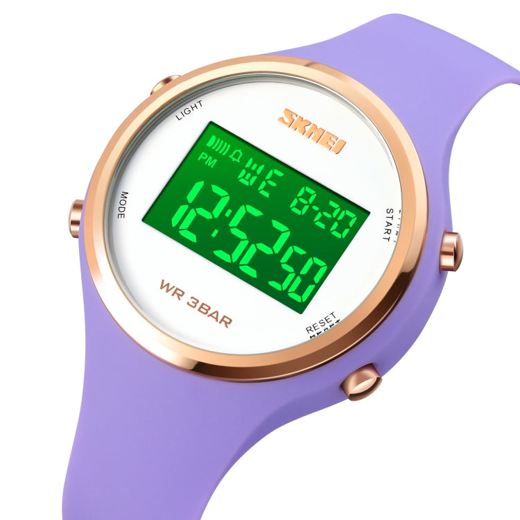 SKMEI 1720 Round Dial LED Digital Display Luminous Silicone Strap Electronic Watch(Purple) - LED Digital Watches by SKMEI | Online Shopping UK | buy2fix