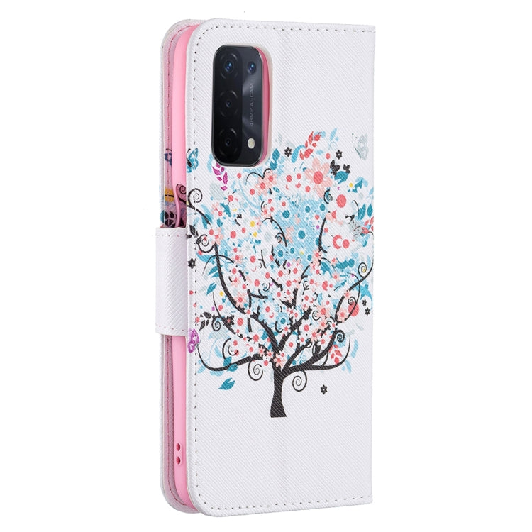 For OPPO A74 / A93 / A54 5G Colored Drawing Pattern Horizontal Flip Leather Case with Holder & Card Slots & Wallet(Tree) - OPPO & vivo Accessories by buy2fix | Online Shopping UK | buy2fix