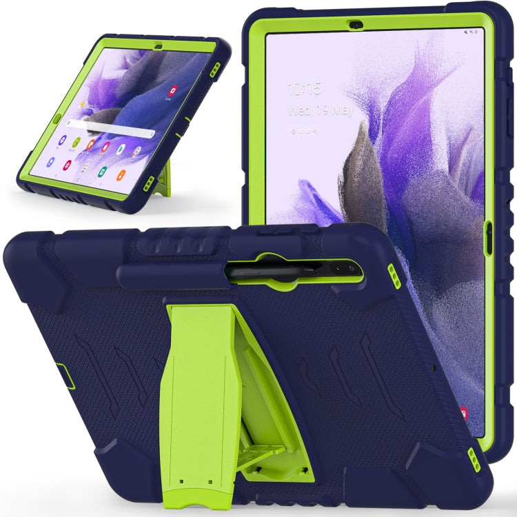 For Samsung Galaxy Tab S7+/ Tab S7 FE / Tab S8+ 3-Layer Protection Screen Frame + PC + Silicone Combination Case with Holder(NavyBlue+Lime) - Other Galaxy Tab PC by buy2fix | Online Shopping UK | buy2fix