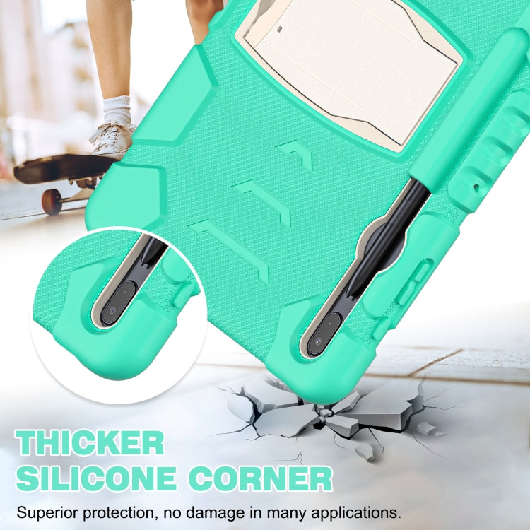 For Samsung Galaxy Tab S7+/ Tab S7 FE / Tab S8+ 3-Layer Protection Screen Frame + PC + Silicone Combination Case with Holder(Mint Green) - Other Galaxy Tab PC by buy2fix | Online Shopping UK | buy2fix