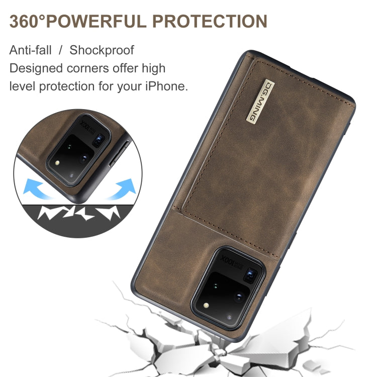 For Samsung Galaxy S20 Ultra DG.MING M1 Series 3-Fold Multi Card Wallet + Magnetic Back Cover Shockproof Case with Holder Function(Coffee) - Samsung Accessories by DG.MING | Online Shopping UK | buy2fix