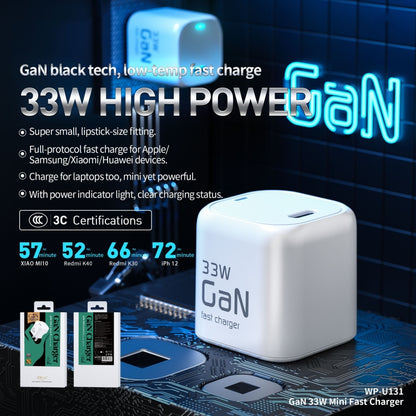 WK WP-U131 33W USB-C / Type-C GaN mini Fast Charger, CN Plug - USB Charger by WK | Online Shopping UK | buy2fix