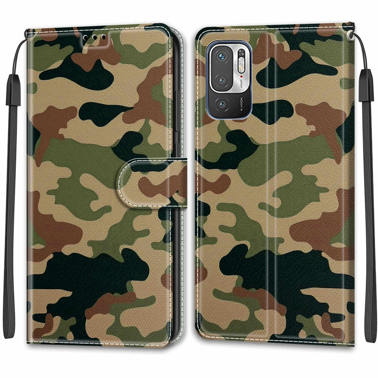 Voltage Coloured Drawing Magnetic Clasp Horizontal Flip PU Leather Case with Holder & Card Slots For Xiaomi Redmi Note 10 5G(C12 Green Yellow Camouflage) - Xiaomi Cases by GKK | Online Shopping UK | buy2fix