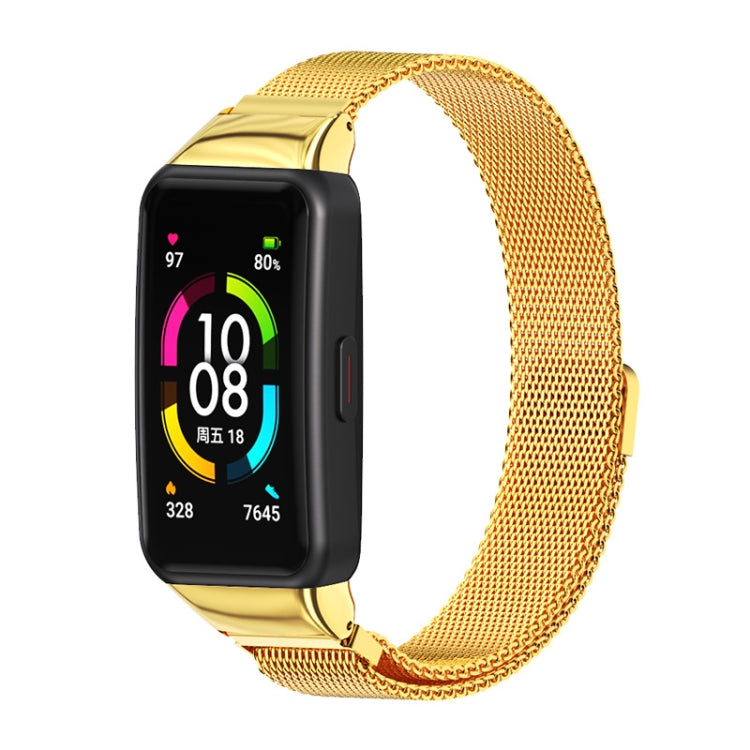 For Huawei Band 6 / Honor Band 6 / 7 MIJOBS Milan Stainless Steel Magnetic Watch Band(Gold) - Watch Bands by MIJOBS | Online Shopping UK | buy2fix