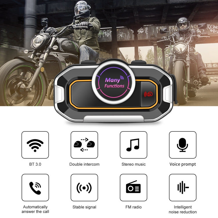 V9 Pro Motorcycle Helmet Bluetooth Walkie-talkie Support FM(Black) - In Car by buy2fix | Online Shopping UK | buy2fix