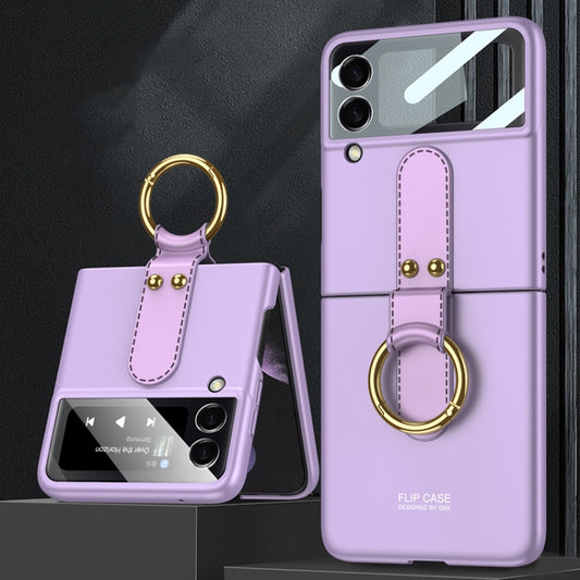 For Samsung Galaxy Z Flip3 5G GKK Ultra-thin PC Full Coverage Phone Flip Case with Ring Holder(Purple) - Galaxy Phone Cases by GKK | Online Shopping UK | buy2fix