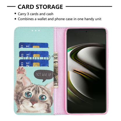 For Samsung Galaxy S22 5G Colored Drawing Pattern Invisible Magnetic Horizontal Flip Phone Leather Case with Holder & Card Slots & Wallet(Cat) - Samsung Accessories by buy2fix | Online Shopping UK | buy2fix