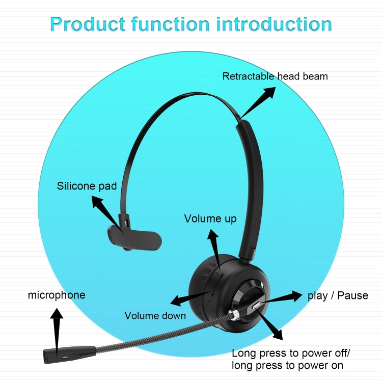 Anivia A8 Bluetooth Telephone Headset with Noise-cancelling Microphone(Black) - Multimedia Headset by SADES | Online Shopping UK | buy2fix