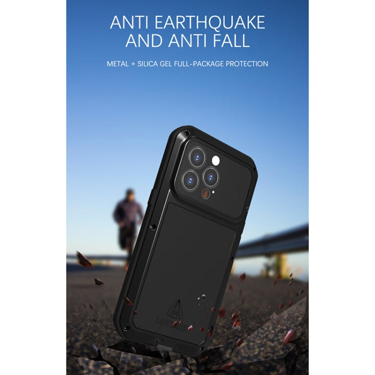 For iPhone 13 Pro LOVE MEI Metal Shockproof Life Waterproof Dustproof Protective Phone Case (Black) - iPhone 13 Pro Cases by LOVE MEI | Online Shopping UK | buy2fix