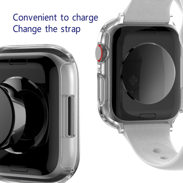 2 in 1 PC Frame + Tempered Glass Protector Case For Apple Watch Series 8 / 7 41mm(Transparent) - Smart Wear by buy2fix | Online Shopping UK | buy2fix
