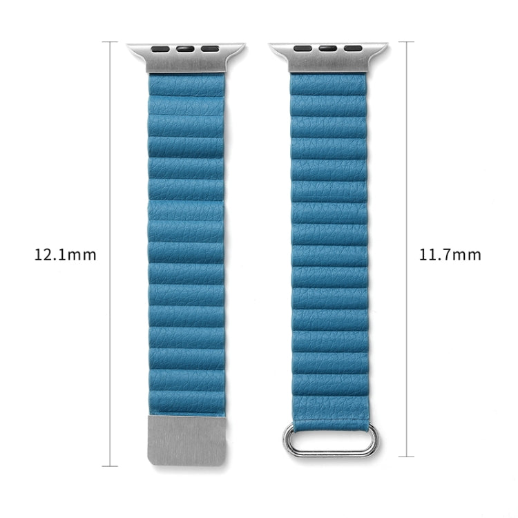 Magnetic Leather Strap Watch Band For Apple Watch Ultra 49mm / Series 8&7 45mm / SE 2&6&SE&5&4 44mm / 3&2&1 42mm(Black Buckle Black) - Smart Wear by buy2fix | Online Shopping UK | buy2fix