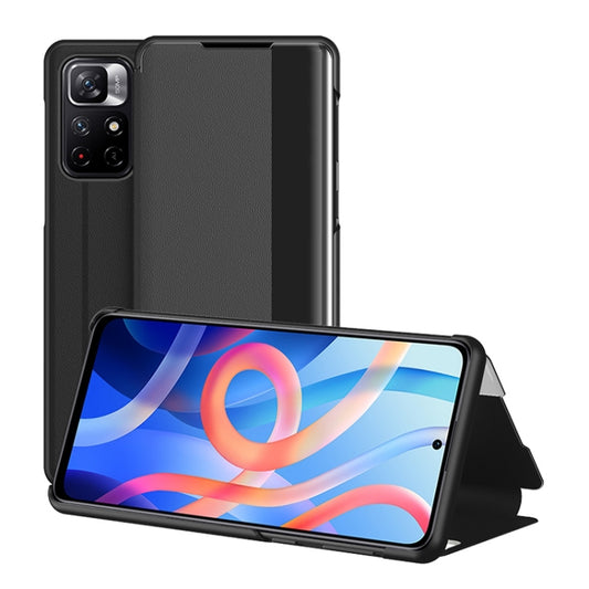 For Xiaomi Redmi Note 11 Window View Leather Phone Case(Black) - Xiaomi Cases by buy2fix | Online Shopping UK | buy2fix