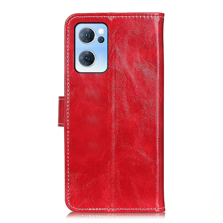 For OPPO Reno7 5G Retro Crazy Horse Texture Horizontal Flip Leather Phone Case(Red) - OPPO Cases by buy2fix | Online Shopping UK | buy2fix