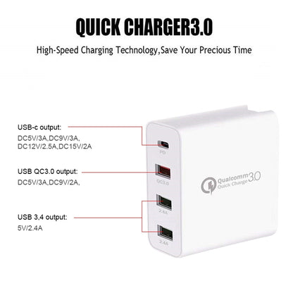 A3 PD 18W USB-C / Type-C + QC3.0 USB + Dual USB Interface Travel Charger - Apple Accessories by buy2fix | Online Shopping UK | buy2fix