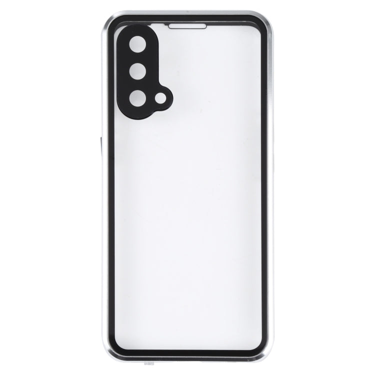 For OnePlus Nord CE 5G Full Cover Magnetic Metal Tempered Glass Phone Case(Silver) - Mobile Accessories by buy2fix | Online Shopping UK | buy2fix