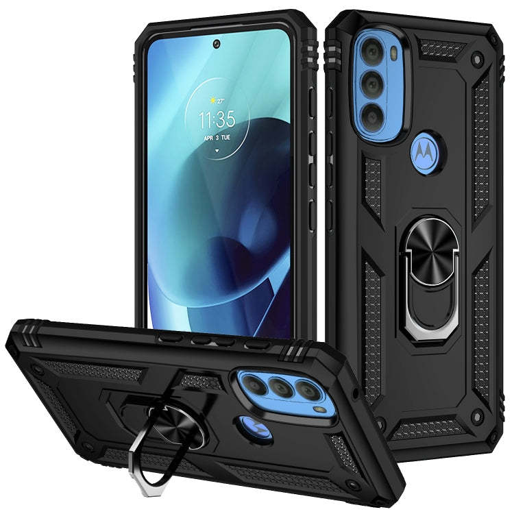 For Motorola Moto G71 5G Shockproof TPU + PC Phone Case with Holder(Black) - Motorola Cases by buy2fix | Online Shopping UK | buy2fix