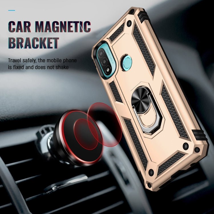 For Motorola Moto E20 / E30 / E40 Shockproof TPU + PC Holder Phone Case(Gold) - Motorola Cases by buy2fix | Online Shopping UK | buy2fix